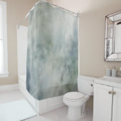 Dusty Blue Sage Groen Wit Waterverf Abstract Douchegordijn (In situ)