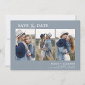 Dusty Blue Save the Date 3 Foto Eenvoudig (Voorkant)