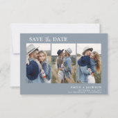 Dusty Blue Save the Date 3 Photo Simple (Devant)