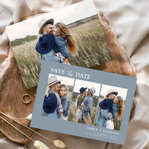 Dusty Blue Save the Date 4 Foto Eenvoudig