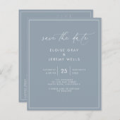 Dusty Blue Save the Date Briefkaart (Voorkant / Achterkant)