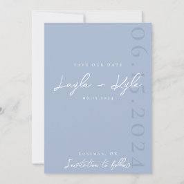 Dusty Blue Save the Date Invitation Kaart