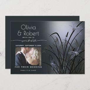Dusty Blue Save the Date Moonlight Dragonfly Kaart