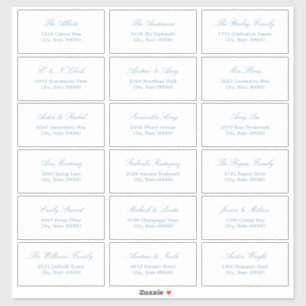 Dusty Blue Script 18 Gast Adresetiketten Sticker