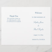 Dusty Blue Script Bi-Fold huwelijksprogramma (Voorkant)