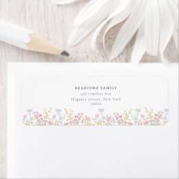 Dusty Blue Script Boho Wildflowers Wedding Etiket