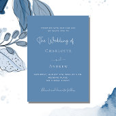 Dusty blue script bruiloft uitnodiging briefkaart