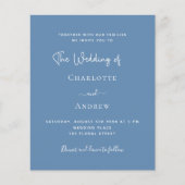 Dusty blue script budget huwelijksuitnodiging flyer (Voorkant)