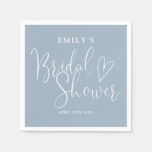 Dusty Blue Script Calligraphy Vrijgezellenfeest Servet (Voorkant)