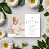 Dusty Blue Script Cross Boy Fotodoop Kaart