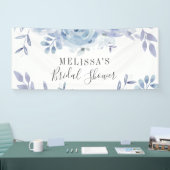 Dusty Blue Script Floral Lila Vrijgezellenfeest Spandoek (Beurs)