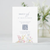 Dusty blue Script Floral Wildflower QR Code RSVP Kaartje (Staand voorkant)
