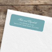 Dusty Blue Script Names Wedding Address Etiket