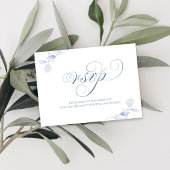 Dusty Blue Script QR Wedding RSVP Card