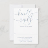 Dusty Blue Script String Lights Bruiloft RSVP Kaartje (Voorkant)