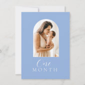 Dusty Blue Script Texte Garçon Carte mensuelle de  (Devant)