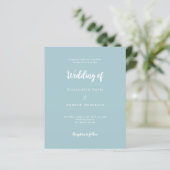 Dusty blue script trouwuitnodiging (Staand voorkant)