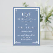 Dusty Blue script website e-mail Bruiloft RSVP Kaa (Staand voorkant)
