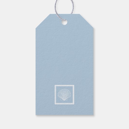 Dusty Blue Seashell bruiloft gast gunst dank u- Cadeaulabel (Achterkant)
