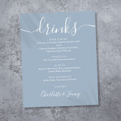 Dusty Blue Signature Script Drankkaart Menu Bord Poster