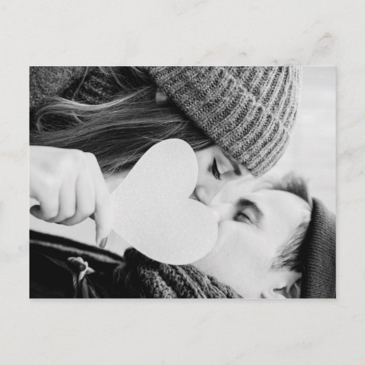 Dusty Blue Signature Script Photo Weddenschap Uitnodiging Briefkaart (Achterkant)