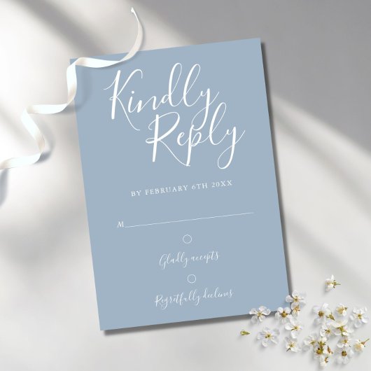 Dusty Blue Signature Script Simple moderne RSVP