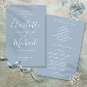 Dusty Blue Signature Script Wedding Programme