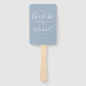 Dusty Blue Signature Script Wedding Programme Handwaaier (Voorkant)