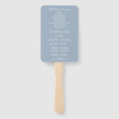 Dusty Blue Signature Script Wedding Programme Handwaaier (Achterkant)