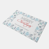 Dusty Blue & Silver Floral Waterverf Deuren Mat (Schuin)