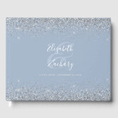 Dusty Blue Silver Glitter Script Gastenboek (Voorkant)
