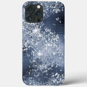 Dusty Blue Silver Glitter Sparkly iPhone 13 Pro Max Hoesje