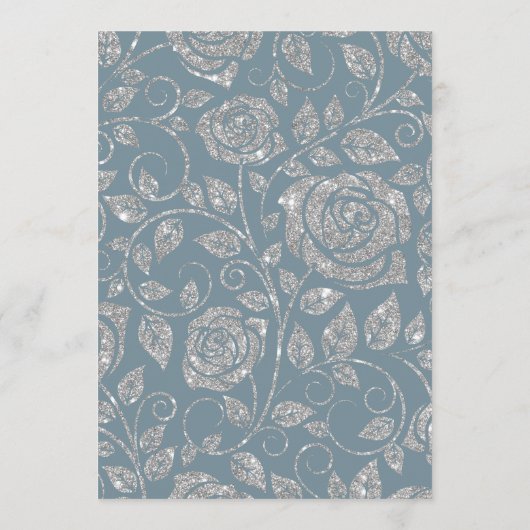 Dusty Blue Silver Glitter Waterverf Floral Arch Menu (Achterkant)
