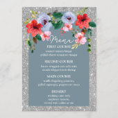 Dusty Blue Silver Glitter Waterverf Floral Arch Menu (Voorkant)