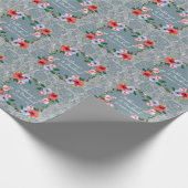 Dusty Blue Silver Glitter Waterverf Floral Cadeaupapier (Hoek)