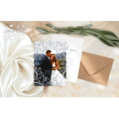 Dusty Blue Silver Lace Mariage Carte de remercieme