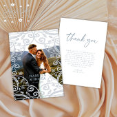 Dusty Blue Silver Lace Mariage Carte de remercieme