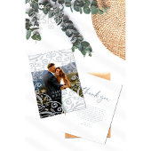 Dusty Blue Silver Lace Mariage Carte de remercieme