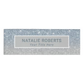 Dusty Blue Silver Makeup Artist Hair Salon Modern Naambadge (Voorkant)