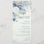 Dusty Blue Silver Rose Winter Floral Wedding Menu (Voorkant)
