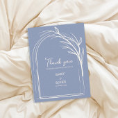 Dusty Blue Simple Arch Botanical Wedding Thank You Briefkaart