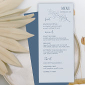 Dusty Blue Simple Boho Floral Menu Mariage