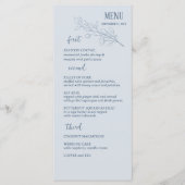 Dusty Blue Simple Boho Floral Wedding Menu (Voorkant)