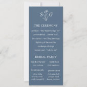 Dusty Blue Simple Boho Floral Wedding Programme (Dos)