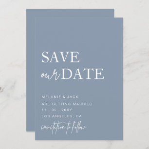 Dusty Blue Simple Calligraphy Save the Date