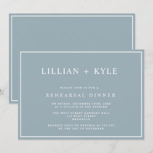 Dusty Blue Simple Chic Rehearsal Dinner Uitnodigin Kaart
