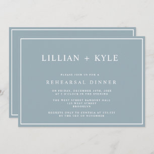 Dusty Blue Simple Chic Rehearsdîner Invitation