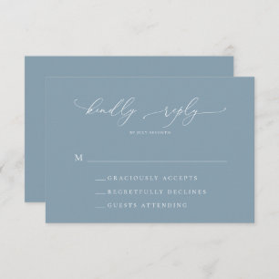 Dusty Blue Simple Élégant 1 Mariage Carte RSVP