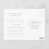 Dusty Blue Simple élégant mariage RSVP carte posta (Dos)