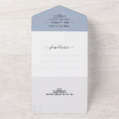 Dusty Blue Simple Elegant Photo Wedding All In One Uitnodiging (Buitenkant)